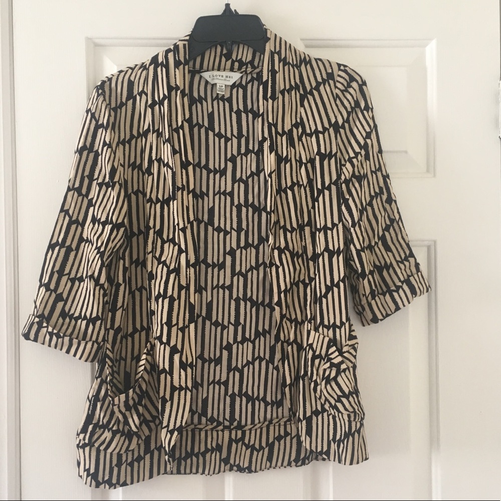 3/4 sleeve print blazer